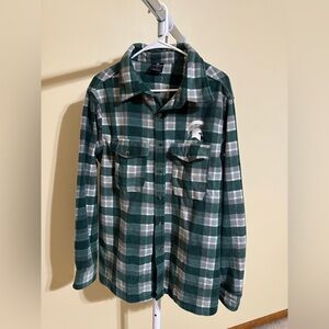 Men’s Large Michigan State University green and white flannel coat